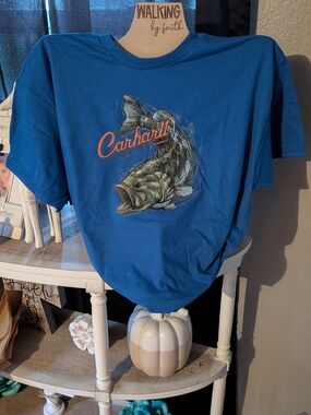 Gildan Blue Short-Sleeve Fishing Graphic T-Shirt